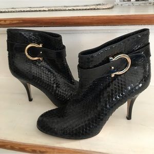 Salvatore Ferragamo python-embossed leather ankle boots